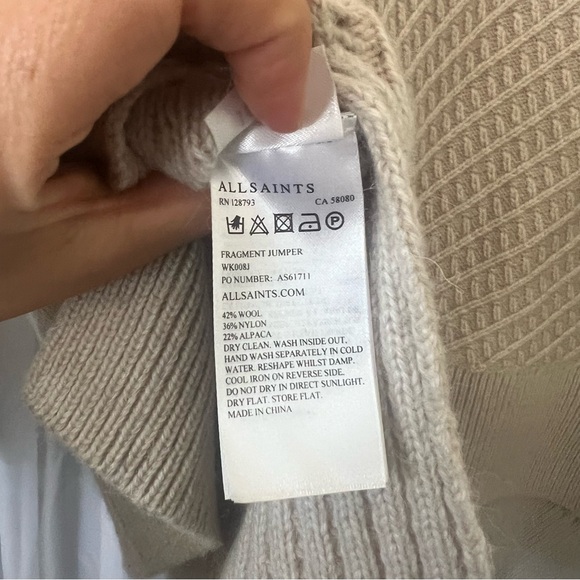 All Saints Chunky Asymmetrical Cable Knit Texture Block Sweater Sz XS - Picture 12 of 13